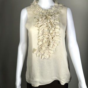Oscar de la Renta Sleeveless Cream Silk Top - US Size 8